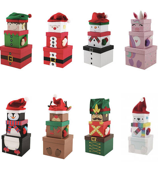 Christmas plush stack boxes